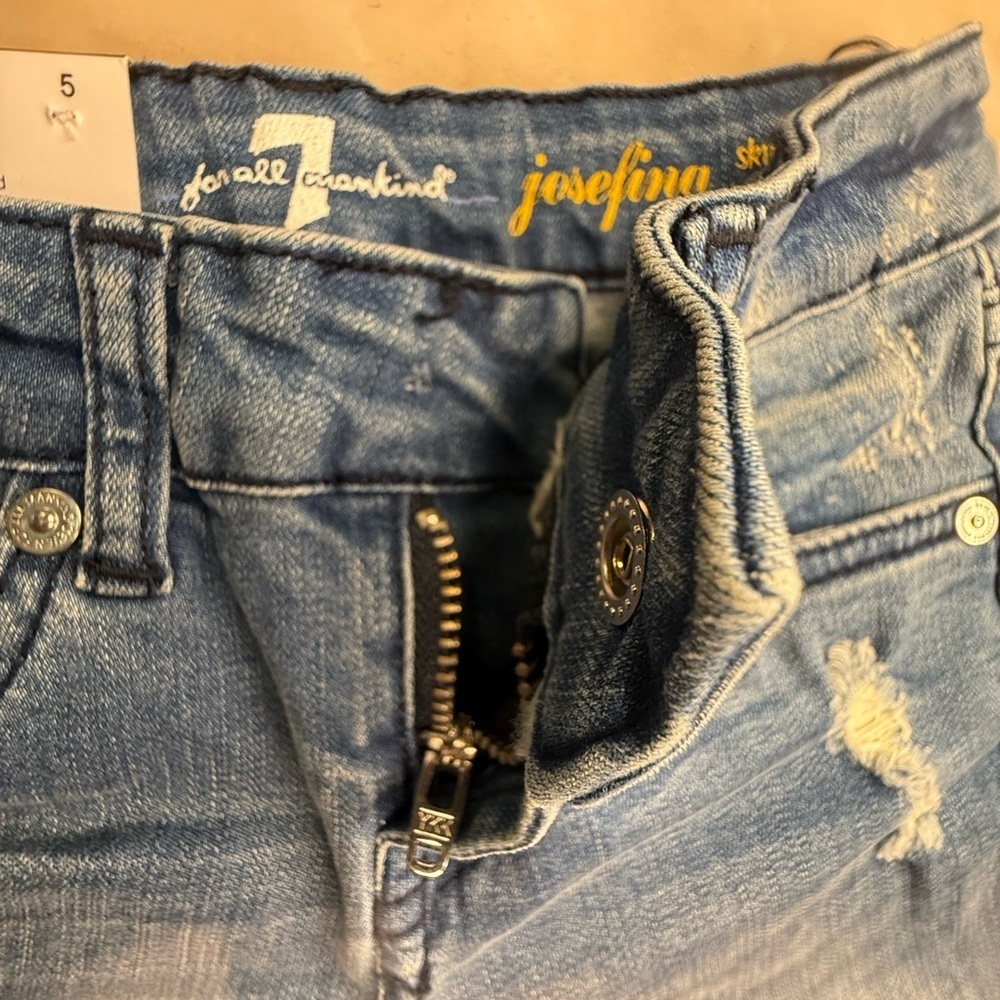 NWT 7 for all mankind Josefina skinny boyfriend blue jeans girls size 5 - Picture 2 of 11